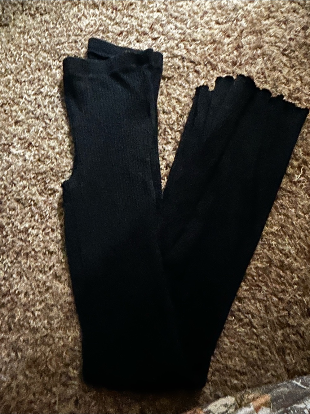 aerie Black Ribbed Scallop-Hem Leggings